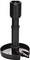 A black adjustable stand with a round base and a connector at the bottom for attachment.