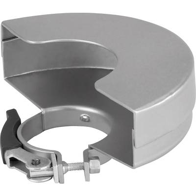 Silver-coloured metallic protective cover for round machine components, with adjustment screws for stabilisation and mounting.