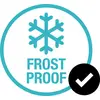 The image displays a symbol with a snowflake icon and the text 'Frost Proof', indicating frost resistance.