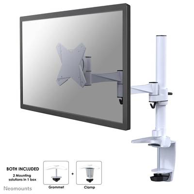 Neomounts FPMA-D1330WHITE 1x Monitor desk mount 25,4 cm (10") - 76,2 cm (30") White Height-adjustable, Tiltable, Swivell