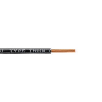 A copper wire, partially insulated with black material, on a white background.