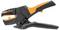 Wire stripping pliers with a black and orange handle, suitable for removing insulation from electrical cables.