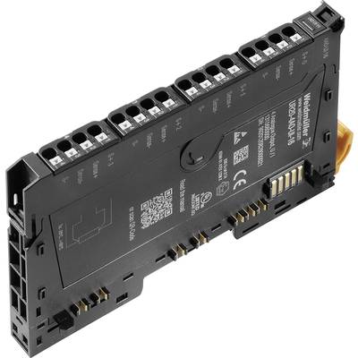 A black and grey electronic module with multiple terminal blocks and a QR code, suitable for industrial applications.