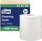 A roll of white Tork cleaning wipes with 1000 sheets, product number 51 01 04 and category W1, shown on packaging.