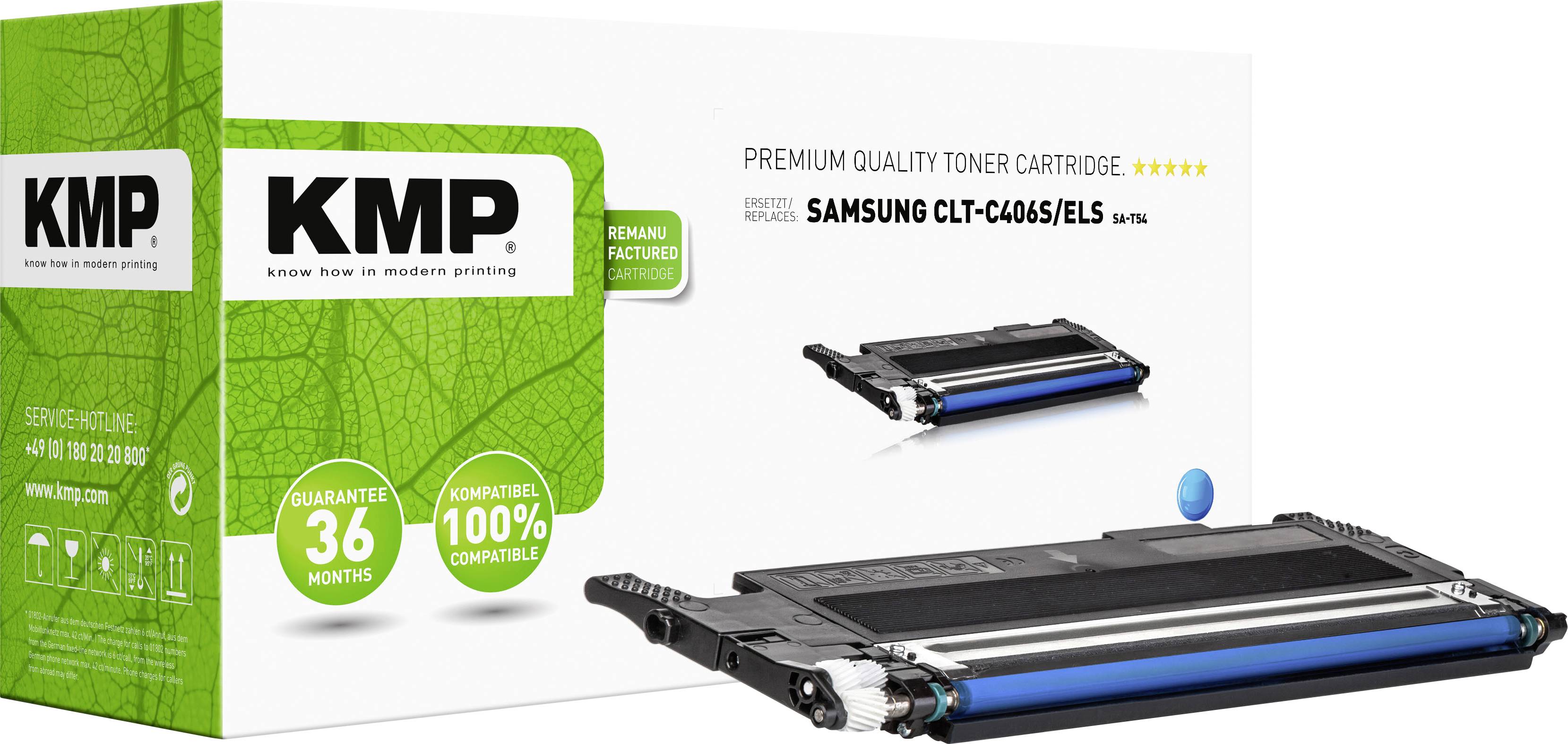 KMP Toner replaced Samsung CLT-C406S Compatible Cyan 1000 Sides SA-T54 3510,0003