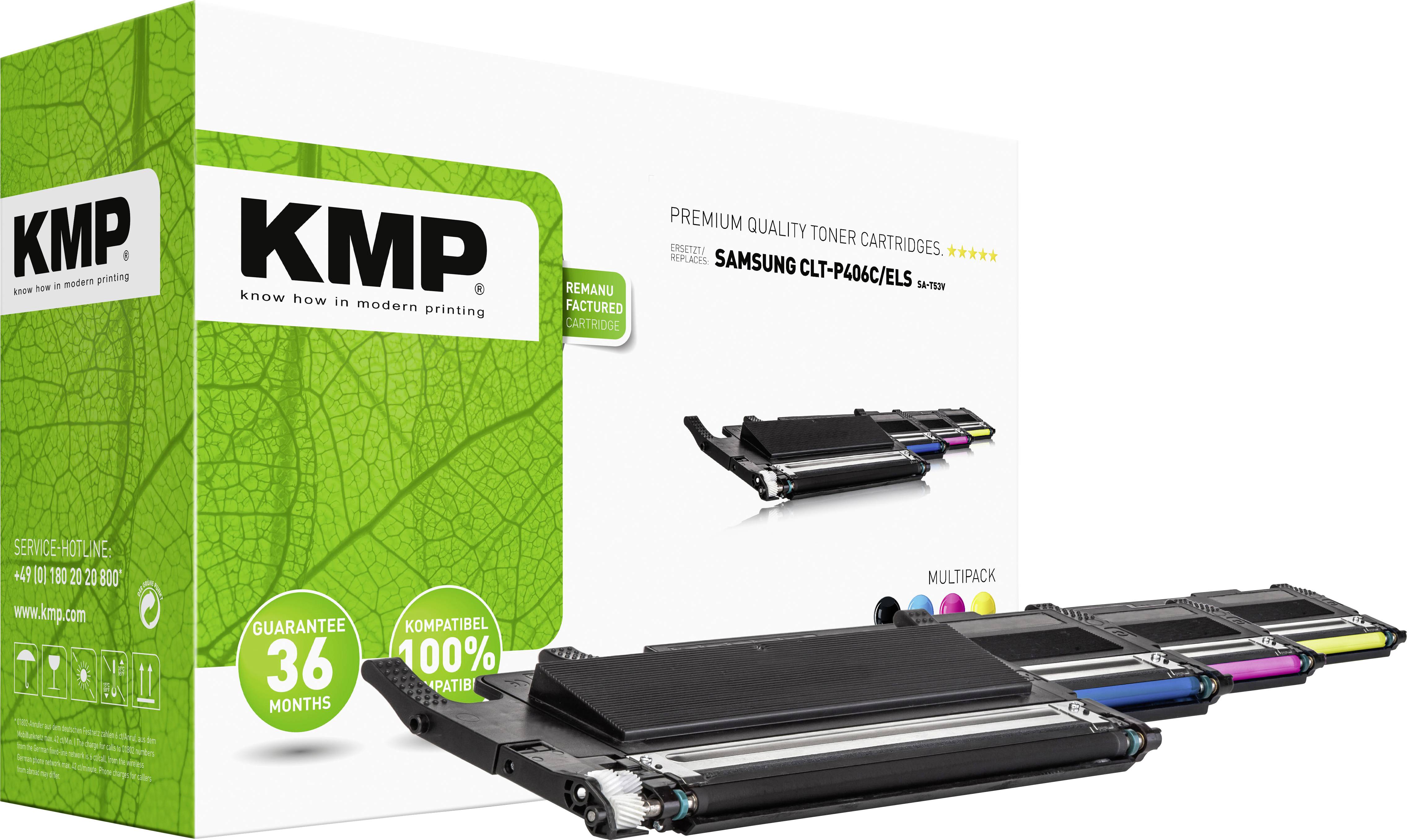 KMP Toner cartridge pack replaced Samsung CLT-P406C, CLT-K406S, CLT-C406S, CLT-M406S, CLT-Y406S Compatible Black, | Conrad.com