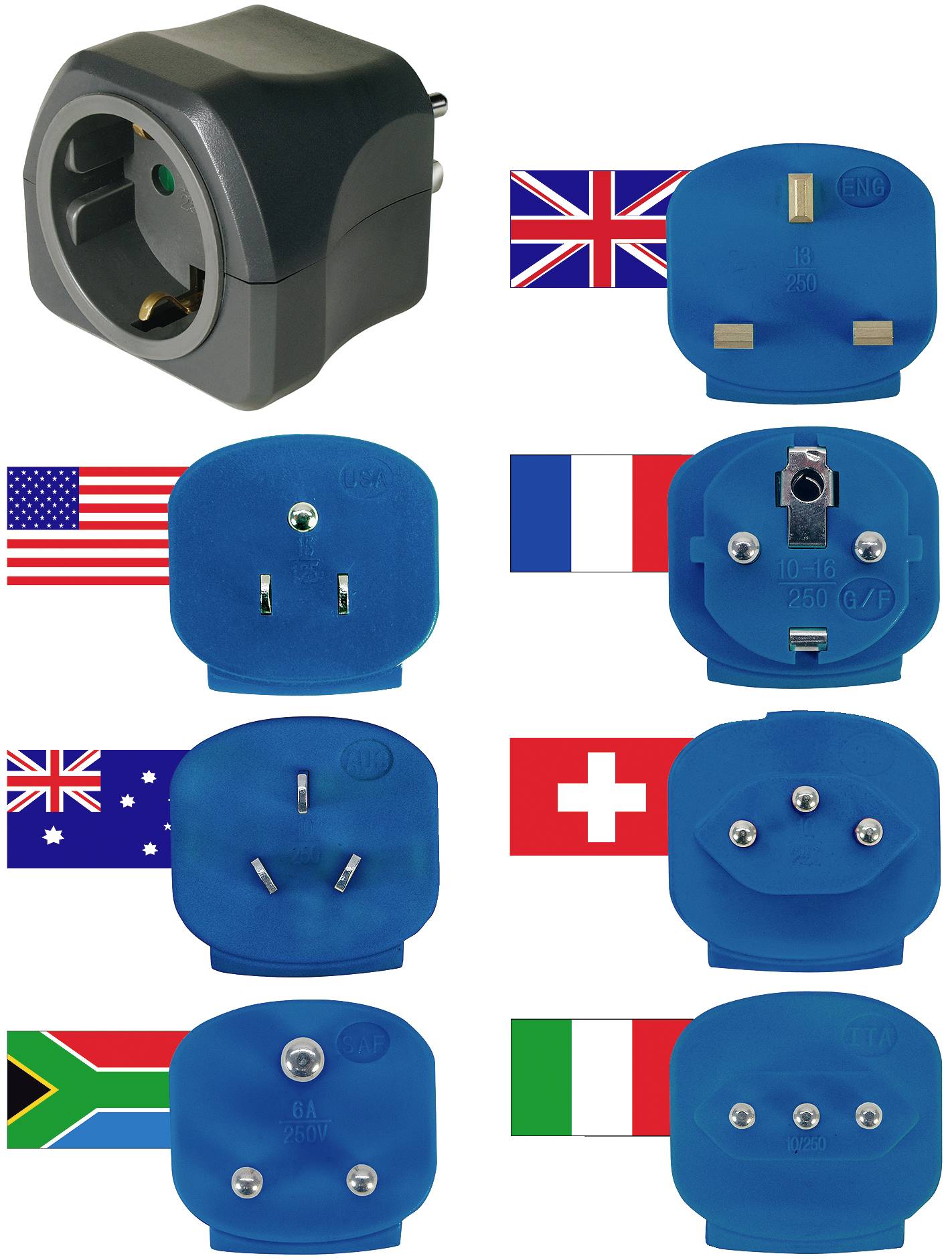 Brennenstuhl 1508160 Travel adapter 7-piece set neu