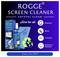 'Rogge Screen Cleaner - Crystal Clear. One for all: Displays, Maus, Tastatur, Gehäuse/Rahmen. Clean your best.' Bottle and cloth shown.