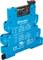 Blue relay rail module by Finder, Model 'MasterBASIC', 24V, 6A, suitable for industrial electrical installations.