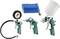 Tool set with air guns and hose. Includes air pressure gauge, cleaning gun and spray gun.