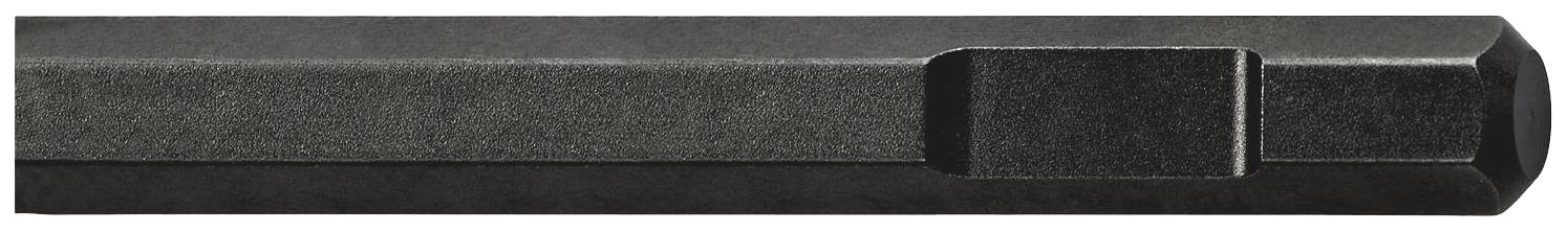 A black, metallic tool with a hexagonal end. Purpose unclear, possibly for mechanical applications.