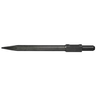 A pointed chisel made of metal, typically used for heavy demolition work. It has a conical tip and a hexagonal shaft.