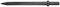 A long, black metal chisel with a pointed end and a thicker ring section for stabilisation.