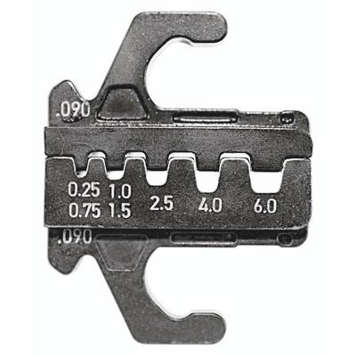 A metal measuring tool for rope diameters with notches and embossed numbers: '0.25', '0.75', '1.0', '1.5', '2.5', '4.0', '6.0'.