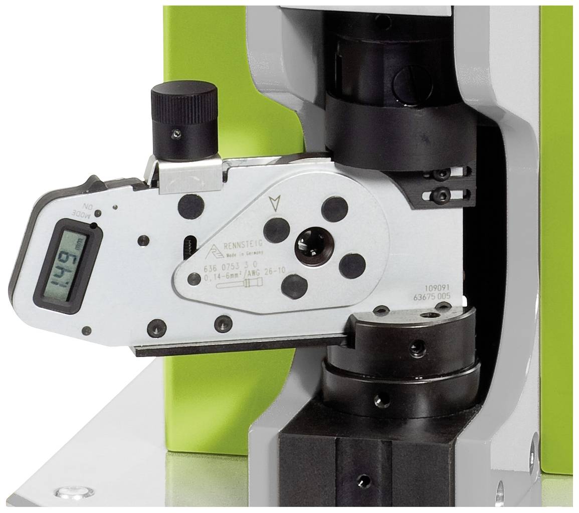 A digital measuring device displays the value '1.19'. It is situated in a housing with a green background.