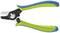 Pictured is a wire stripper with blue-green handles and a black metal blade.