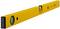 Yellow, rectangular spirit level with two bubble vials that enables precise alignment and levelling of surfaces.