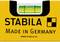 Spirit level by STABILA, 'Made in Germany' and website 'www.stabila.de' on a yellow background.