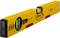 Yellow spirit level with 'STABILA Made in Germany' printed on it. Shows a bubble vial and is designed for precise levelling.