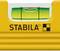Yellow spirit level from Stabila with visible, centred bubble vial.
