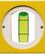 Yellow spirit level with a green vial in the centre, with its bubble positioned between two alignment markers.