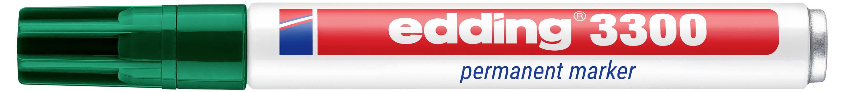 Permanent marker labeled 'edding 3300' with a green cap and white barrel.