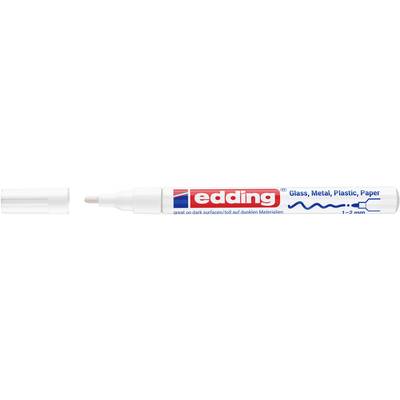 Edding marker packaging labeled 'Glass, Metal, Plastic, Paper' with a blue line indicating 1-2 mm tip.