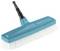 Blue cleaning brush head with white bristles and black attachment piece. Suitable for cleaning floors or surfaces.