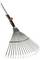 Metal rake head for a variable rake with adjustable width, ideal for collecting leaves in the garden.
