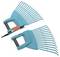 Two blue garden rakes with black handles on a white background. One rake has a red locking mechanism.
