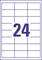 Number '24' in bold typeface on a white background with 5 horizontal and 3 vertical lines in a purple frame.