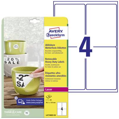 Product box with removable labels by Avery Zweckform, ideal for laser printers. Main motif: Labels for coffee mugs.