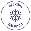 A circle contains a snowflake symbol and the text 'SUITABLE FOR FREEZING', which indicates suitability for freezing.