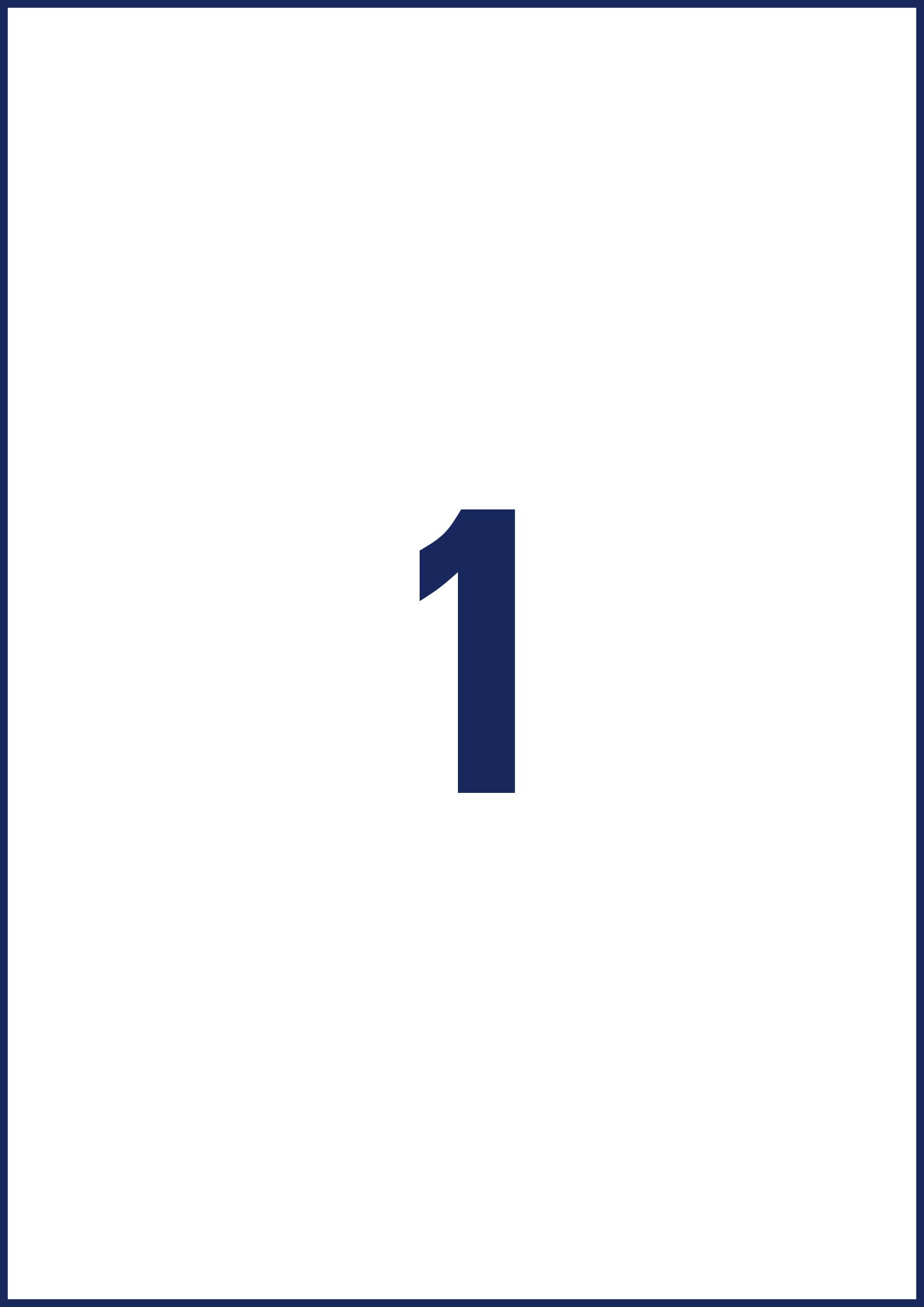 Number '1' in dark blue text on a white background, placed within a simple, rectangular frame.