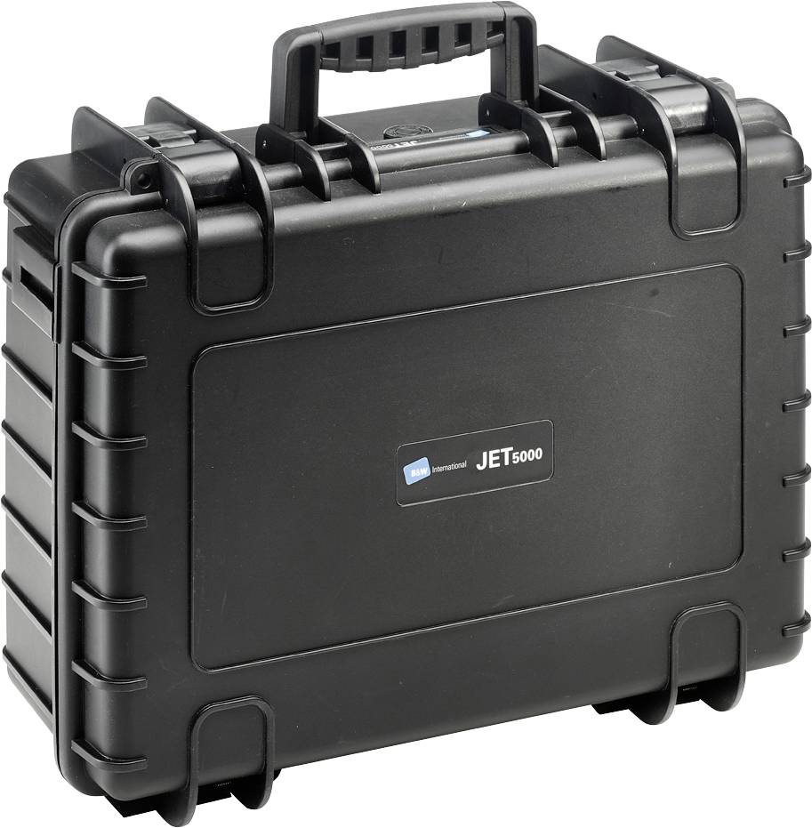 Black, robust transport case with carrying handle and 'JET5000' label on the front.