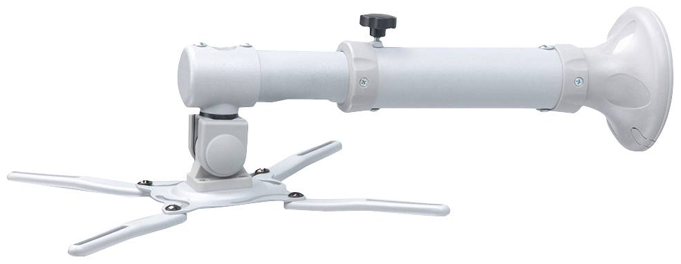 Projector Mount in White, Adjustable, with Multiple Joints for Tilting and Rotation, Suitable for Ceiling or Wall Mounting.
