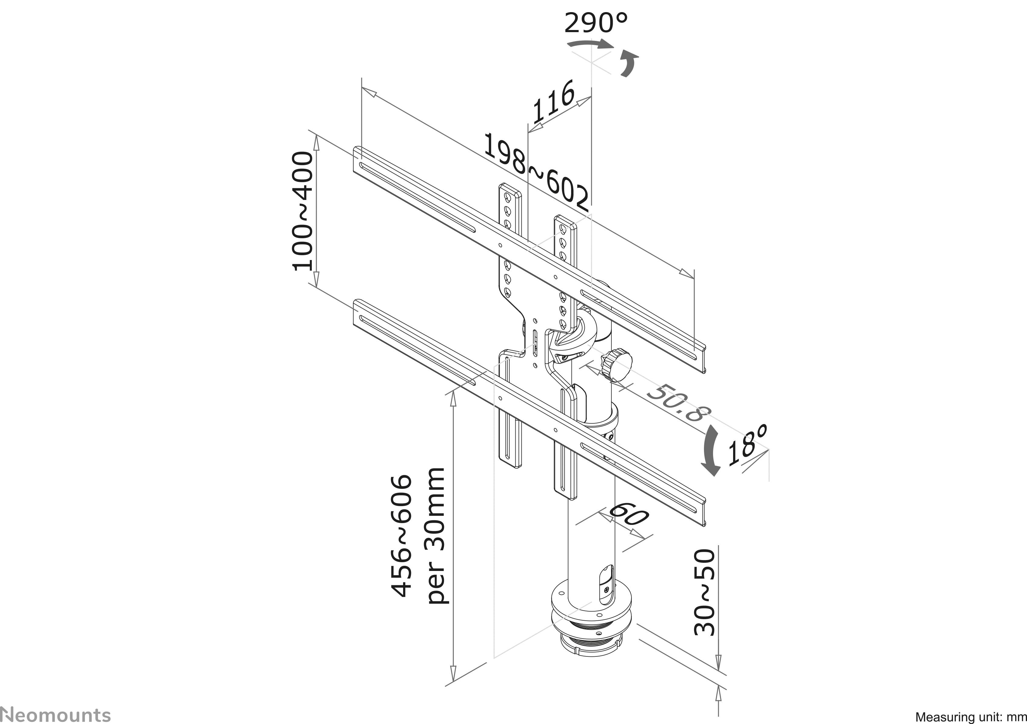 Neomounts FPMA-D1200BLACK TV desk mount 81,3 cm (32") - 152,4 cm (60") Tiltable, Swivelling-3