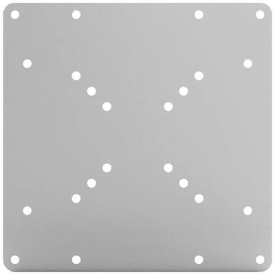 A square metal plate with symmetrically arranged holes.