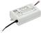 White electronic component with a label displaying technical specifications and the model name 'PLD-16-1050A', with coloured cables at the sides.