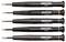 Five Bernstein precision screwdrivers with black handles and colored rings, labeled 4-381 to 4-385, shown in a row on a white background.