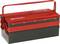 Red toolbox with carry handle, closed, brand 'Facom', on light background.