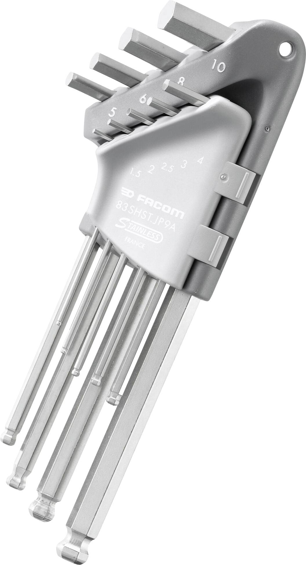 Facom 83SHST.JP9A Allen Allen key set 1.5 mm, 2 mm, 2.5 mm, 3 mm, 4 mm, 5 mm, 6 mm, 8 mm, 10 mm 9-piece