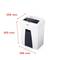 Paper shredder with dimensions 455 mm (height) x 258 mm (width) x 366 mm (depth).