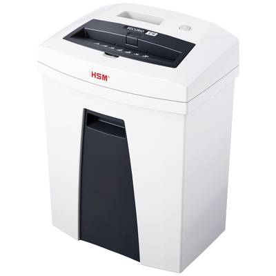 A white paper shredder with a paper tray and black control panel on top, suitable for office applications to securely destroy documents.