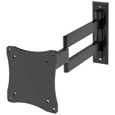 Black, swivel TV wall mount with VESA mounting, suitable for flat screens, for flexible positioning on the wall.