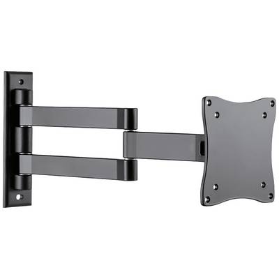 Black, swivel wall mount for televisions or monitors, with adjustable arms and multiple mounting options.