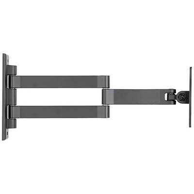 A black, adjustable wall-mounting arm in an extended position, suitable for televisions or monitors.