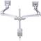 Dual-arm metal monitor mount. Suitable for simultaneously attaching two monitors to a desk.