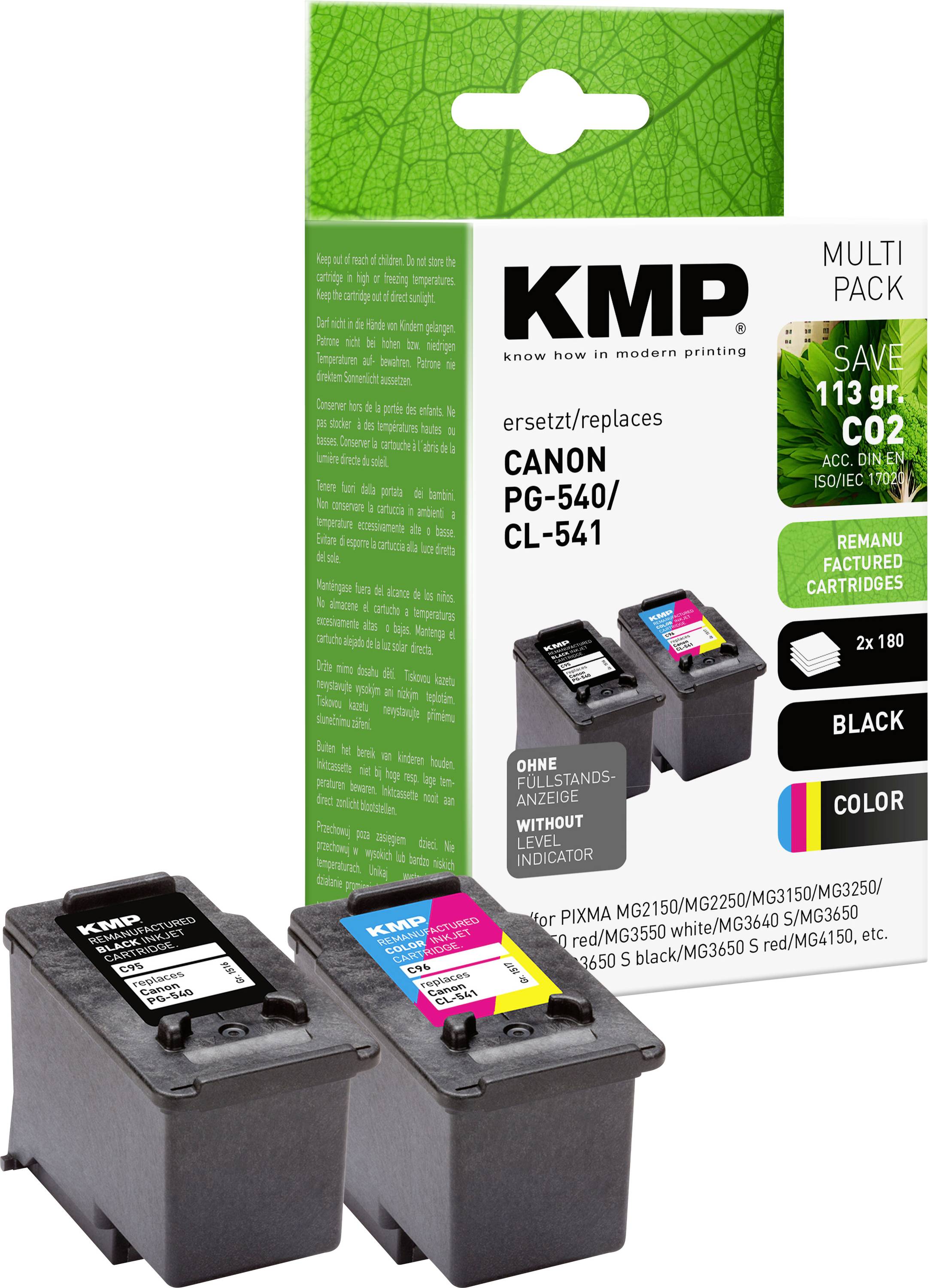 KMP Ink cartridge replaced Canon PG-540, CL-541 Compatible Set Black, Cyan, Magenta, Yellow C95V 1516,4850