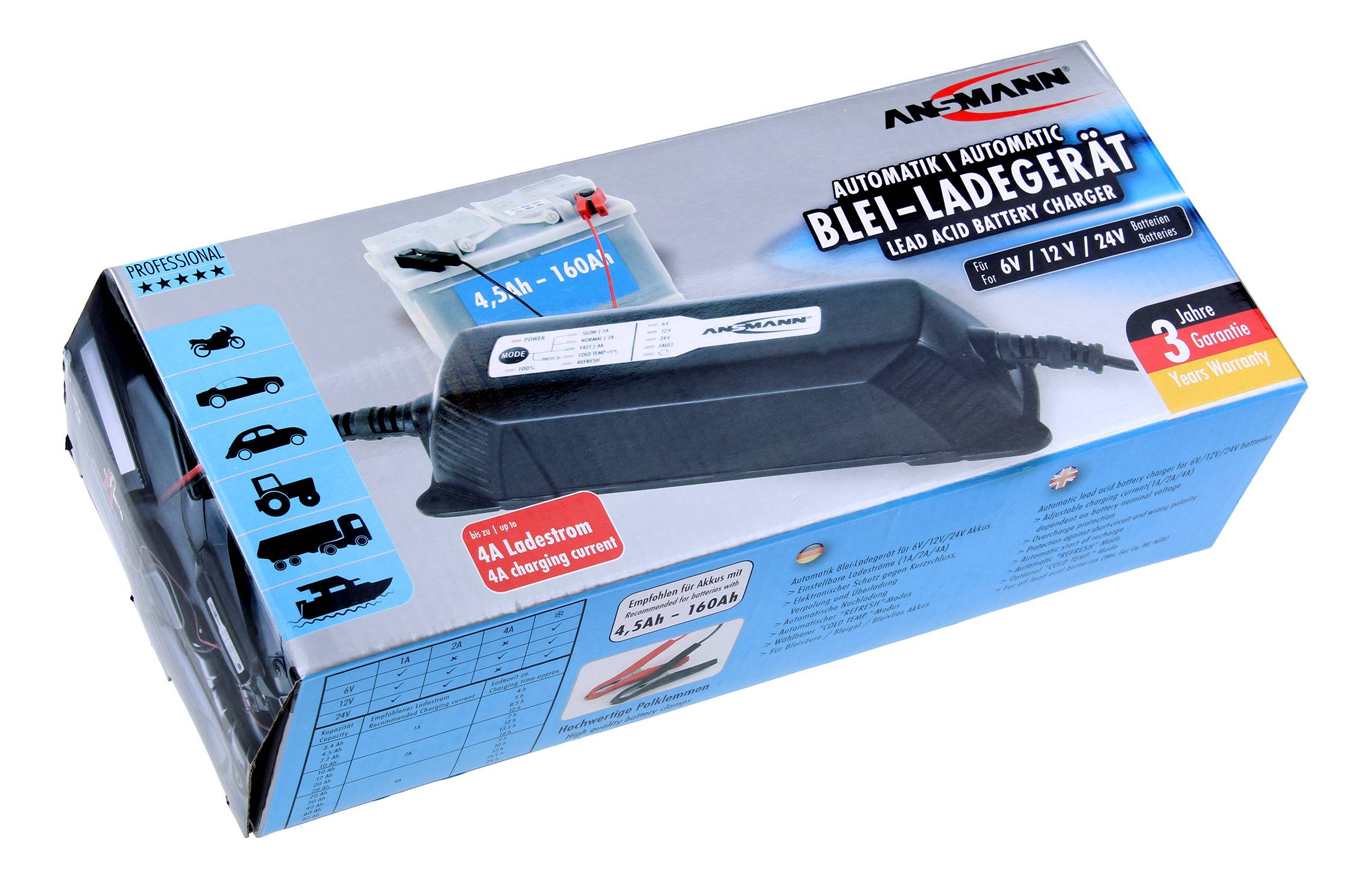 Ansmann ALCT 6-24/4 1001-0017 Automatic charger 6 V, 12 V, 24 V 1 A 1 A, 2 A, 4 A 1 A, 2 A-10